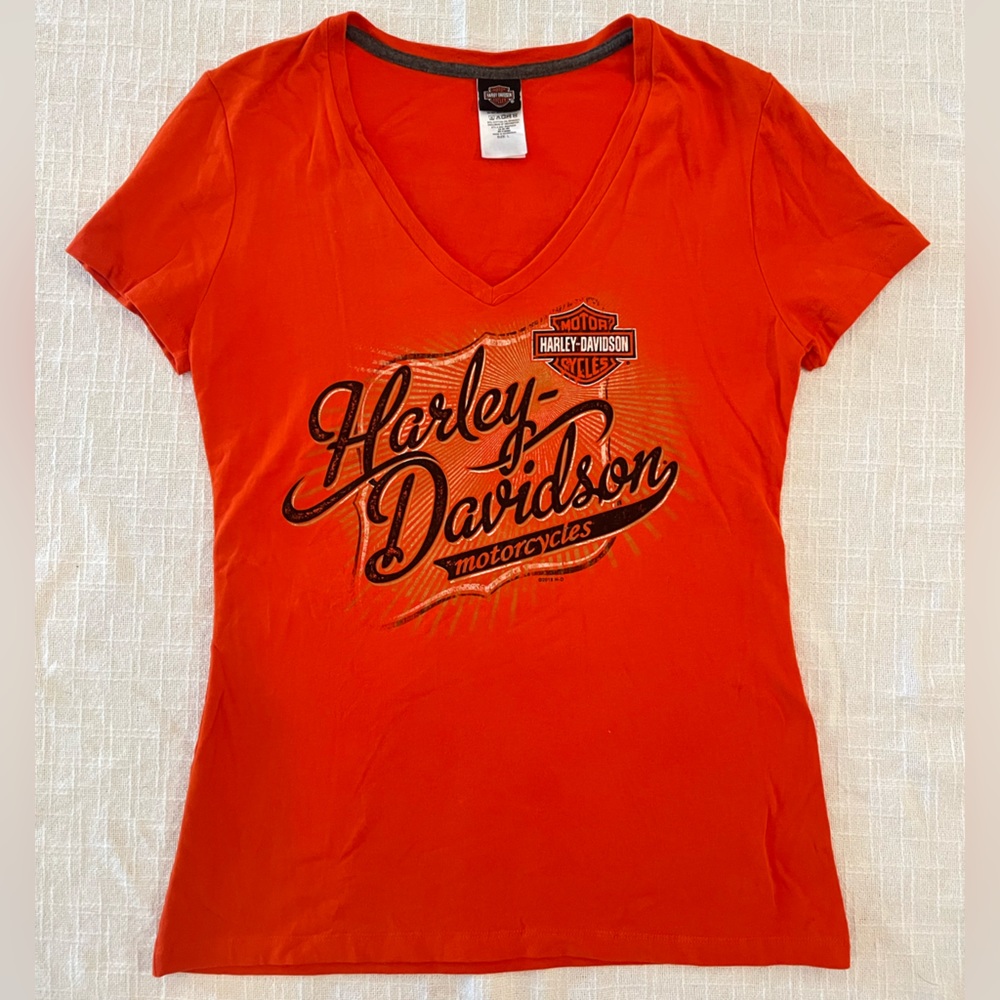 HARLEY DAVIDSON Six Bends FORT MYERS, FLORIDA women’s vneck T-shirt | LARGE